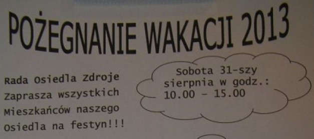 Rozpiska Pożegnania Wakacji 2013